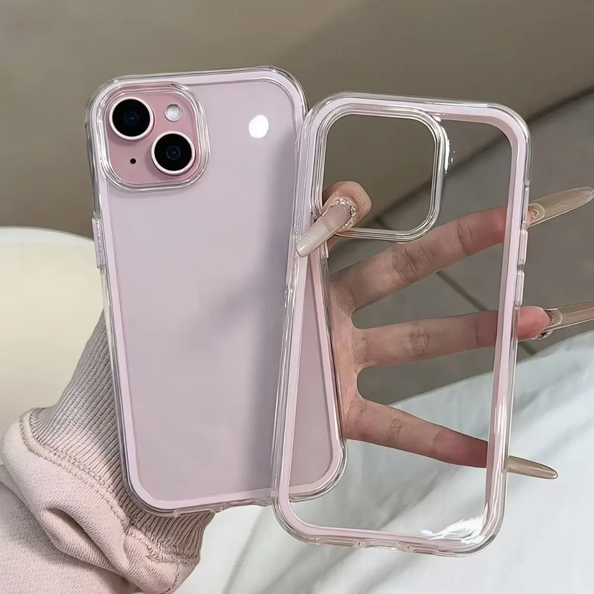 Candy Color Frame Clear Phone Case for iPhone 11–17 Series – Shockproof Acrylic Bumper Protective Cover