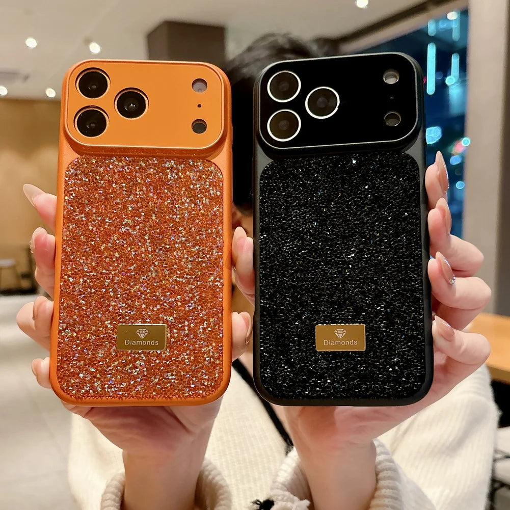Diamond Studded Sparkling Rhinestone Phone Case for iPhone 13–17 Series, Camera Protection Cover