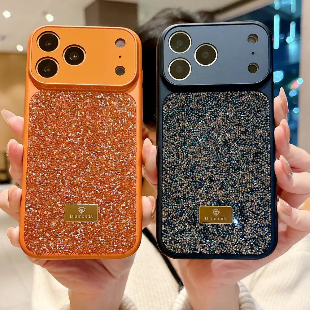 Diamond Studded Sparkling Rhinestone Phone Case for iPhone 13–17 Series, Camera Protection Cover