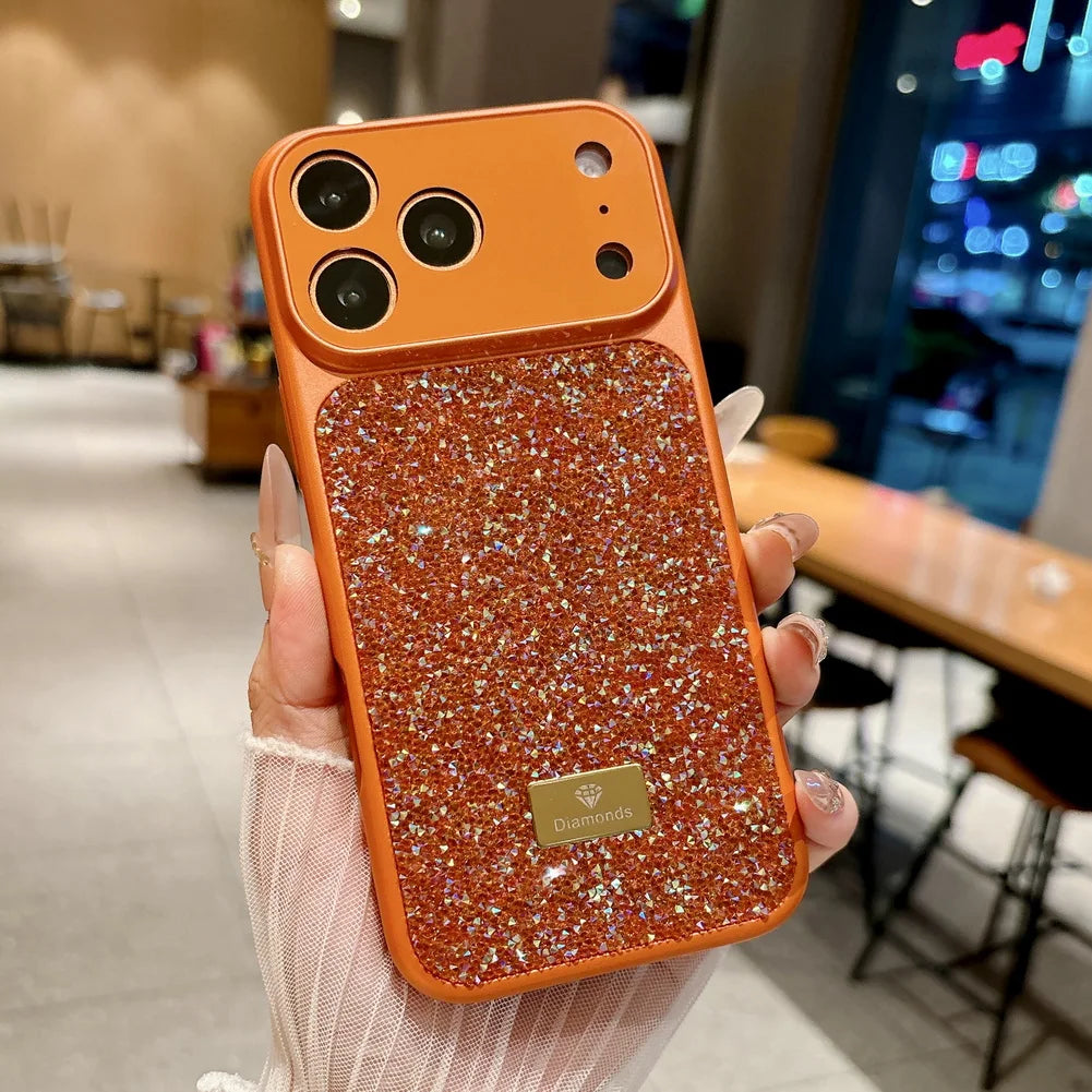 Diamond Studded Sparkling Rhinestone Phone Case for iPhone 13–17 Series, Camera Protection Cover