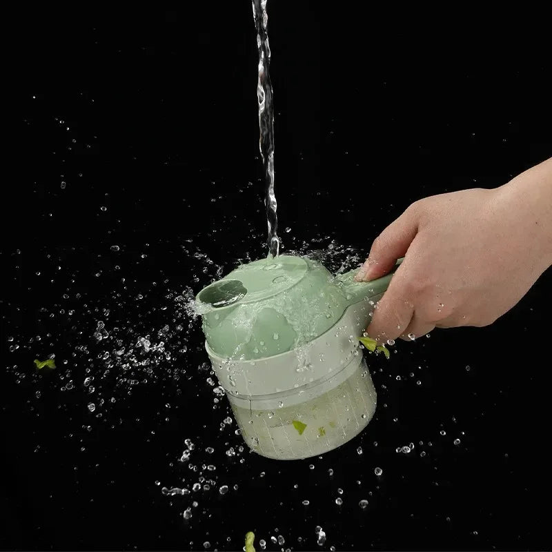 4-in-1 Electric Vegetable Cutter & Food Chopper – USB Rechargeable Kitchen Tool