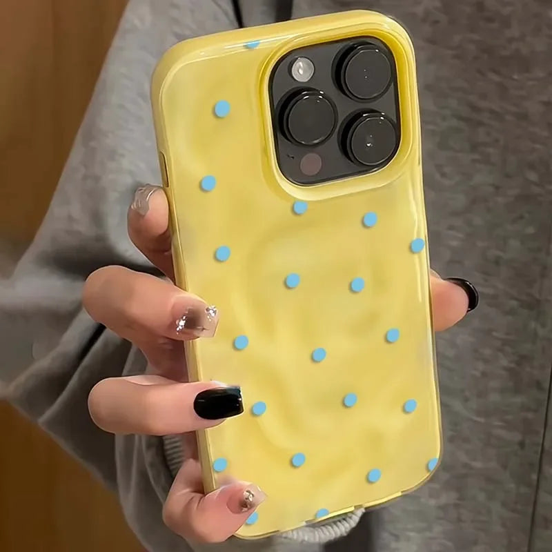 Solid Color Polka Dot Phone Case for iPhone 11–17 Series – Shockproof Anti-Fall Protective Cover
