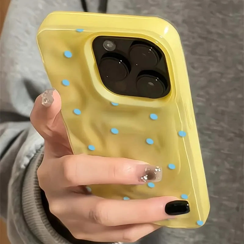 Solid Color Polka Dot Phone Case for iPhone 11–17 Series – Shockproof Anti-Fall Protective Cover