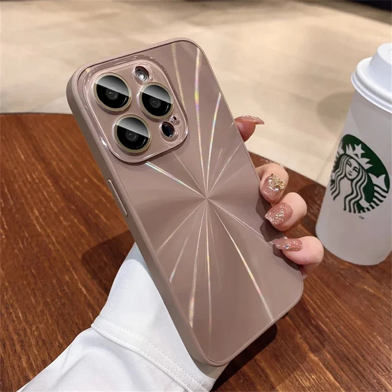 Luxury Laser Pattern Shockproof Phone Case Compatible with iPhone 11 to 17 Series – Protective Bumper Cover