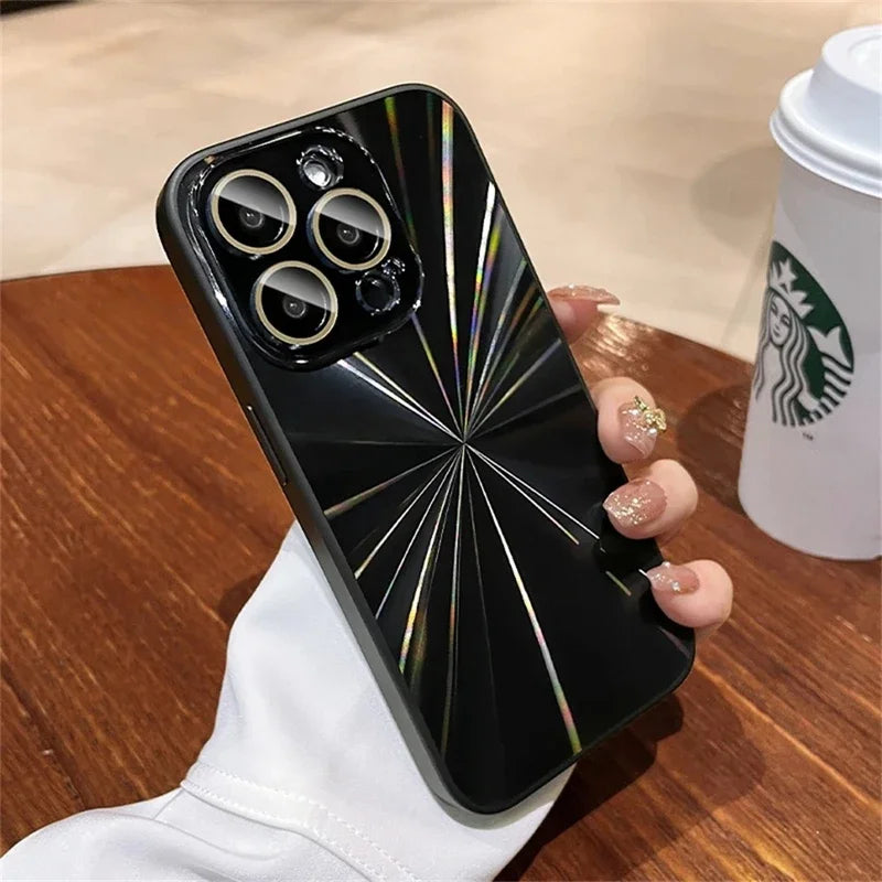 Luxury Laser Pattern Shockproof Phone Case Compatible with iPhone 11 to 17 Series – Protective Bumper Cover