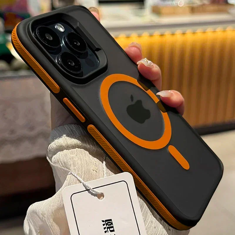 Bicolor Matte Frosted Magnetic Case for iPhone 11–17 Series – Translucent Shockproof Hard Protective Cover