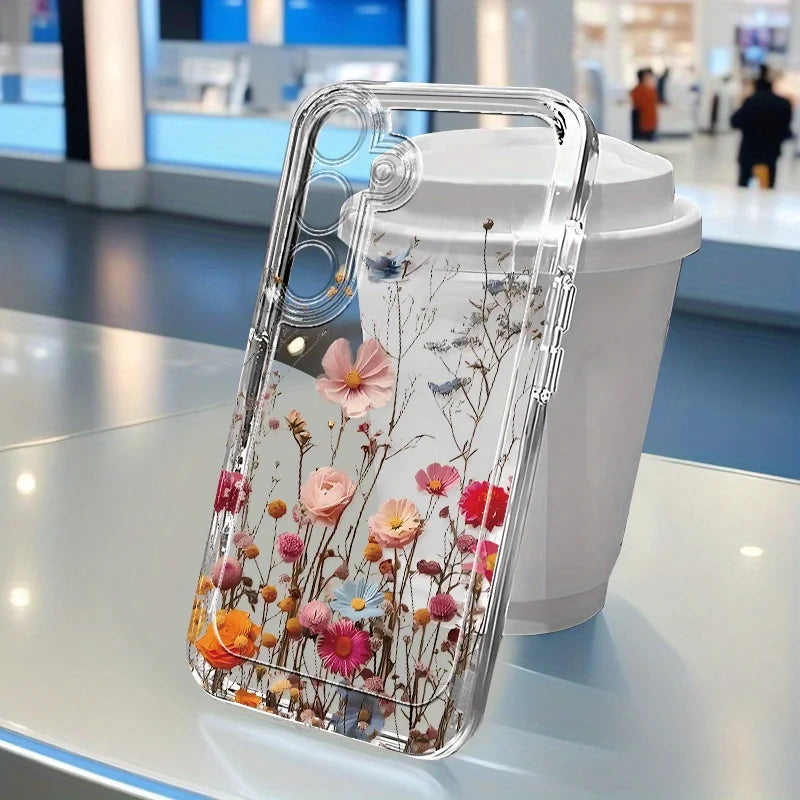 Flowers Vine Clear Case for Samsung Galaxy S21–S26 & A Series – Floral Transparent Protective Cover for Ultra / Plus / FE / 5G