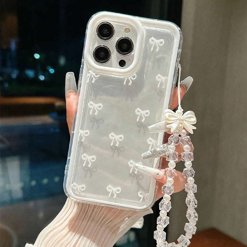 Lovely Bowknot Clear Phone Case for iPhone 7–17 Series – Fashion Transparent Soft Protective Cover