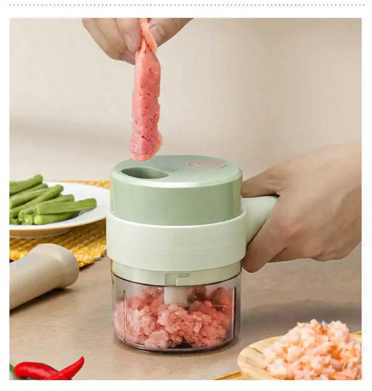 4-in-1 Electric Vegetable Cutter & Food Chopper – USB Rechargeable Kitchen Tool
