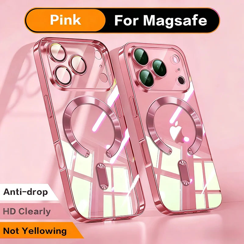Fashion Magnetic Clear Phone Case for iPhone 11–17 Series – Wireless Charging Soft Protective Cover