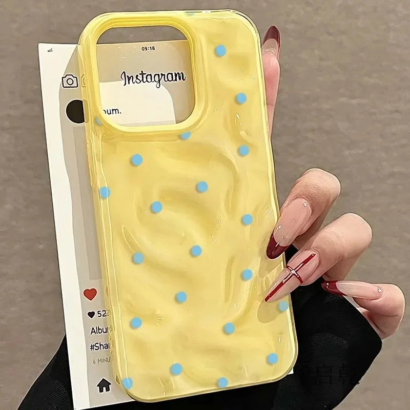 Solid Color Polka Dot Phone Case for iPhone 11–17 Series – Shockproof Anti-Fall Protective Cover