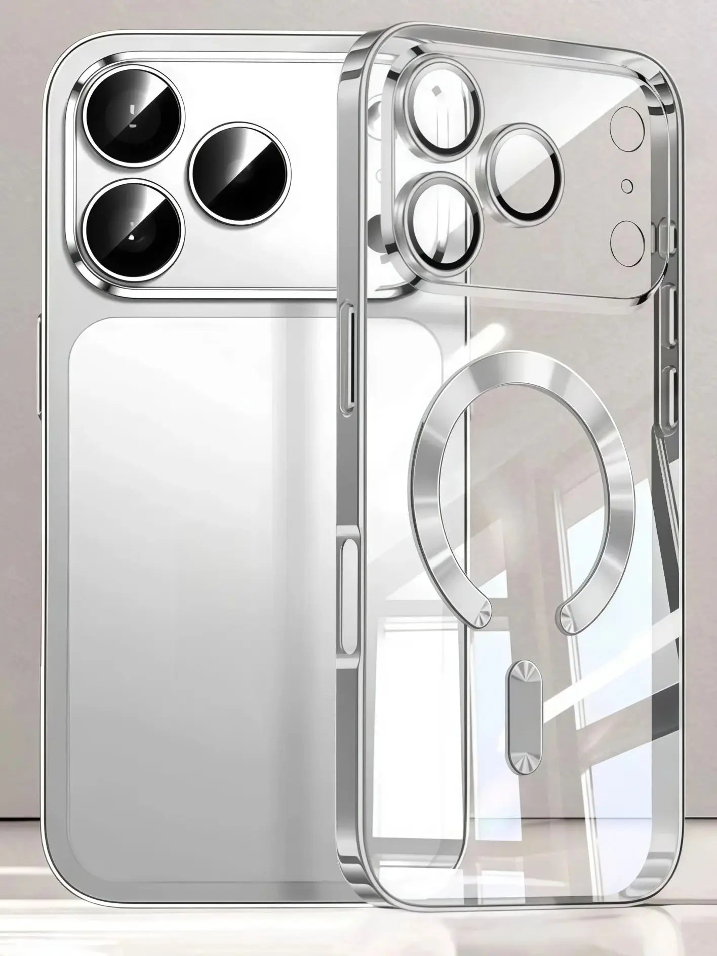 Luxury Clear Plated Magnetic Phone Case for iPhone 17 / 17 Pro / 17 Air / 17 Pro Max – Soft TPU Camera Protection Cover