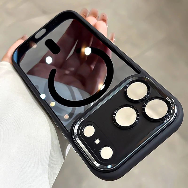 Transparent Metal Camera Bumper Case for iPhone 11–17 Series – MagSafe Compatible Magnetic Clear Protective Cover