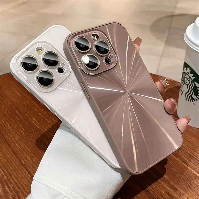Luxury Laser Pattern Shockproof Phone Case Compatible with iPhone 11 to 17 Series – Protective Bumper Cover