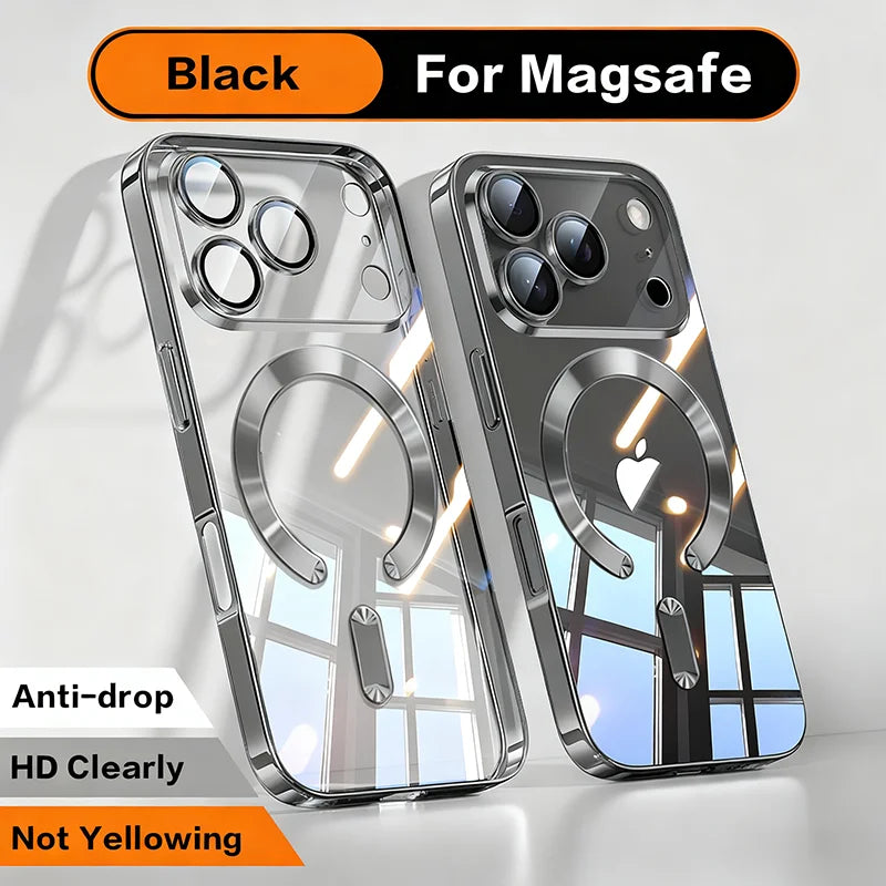 Fashion Magnetic Clear Phone Case for iPhone 11–17 Series – Wireless Charging Soft Protective Cover