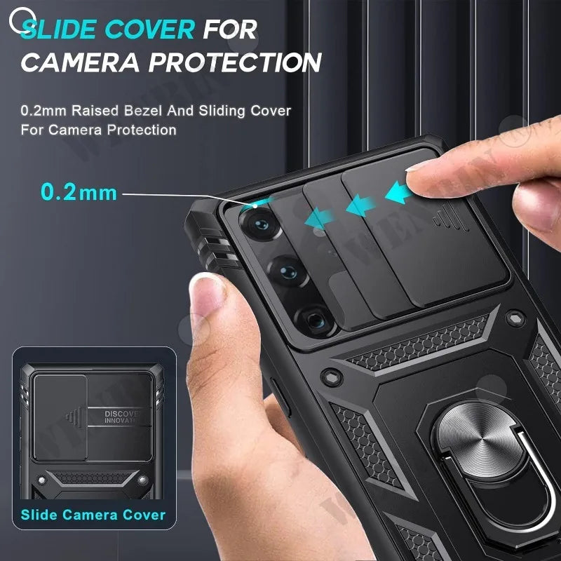 Heavy Duty Kickstand Case for Samsung Galaxy S23–S26 & A Series – 360° Camera Protection Cover for Ultra / Plus / FE / A17 / A16 / A57 / A56 / A37 / A36 5G