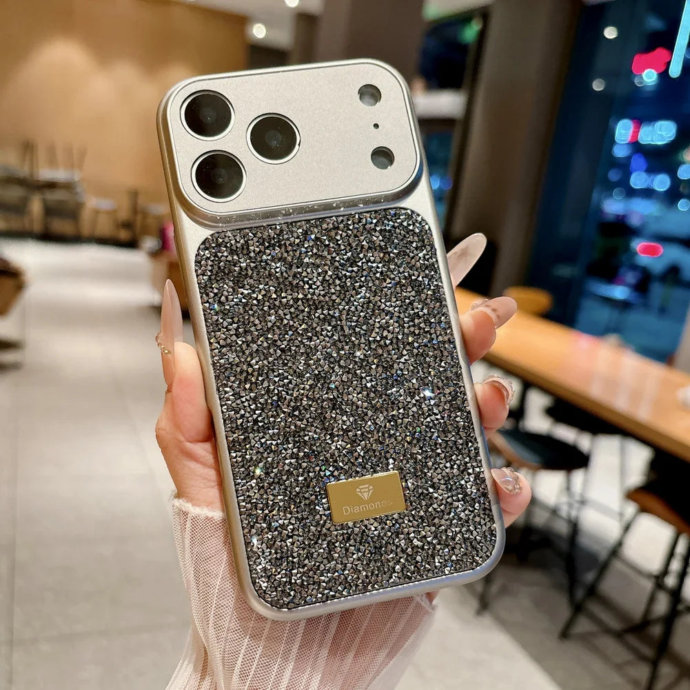Diamond Studded Sparkling Rhinestone Phone Case for iPhone 13–17 Series, Camera Protection Cover