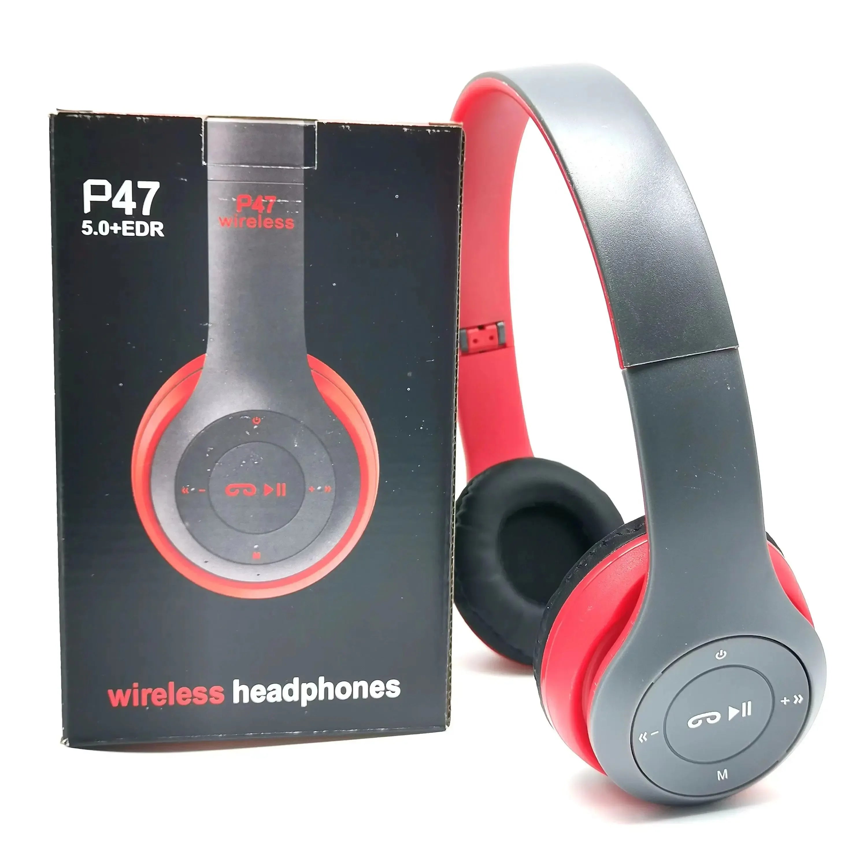 P47 Bluetooth Wireless Headphones – Foldable HiFi Stereo Bass Earphones with Mic & USB Adapter for iPhone, Gaming & Kids