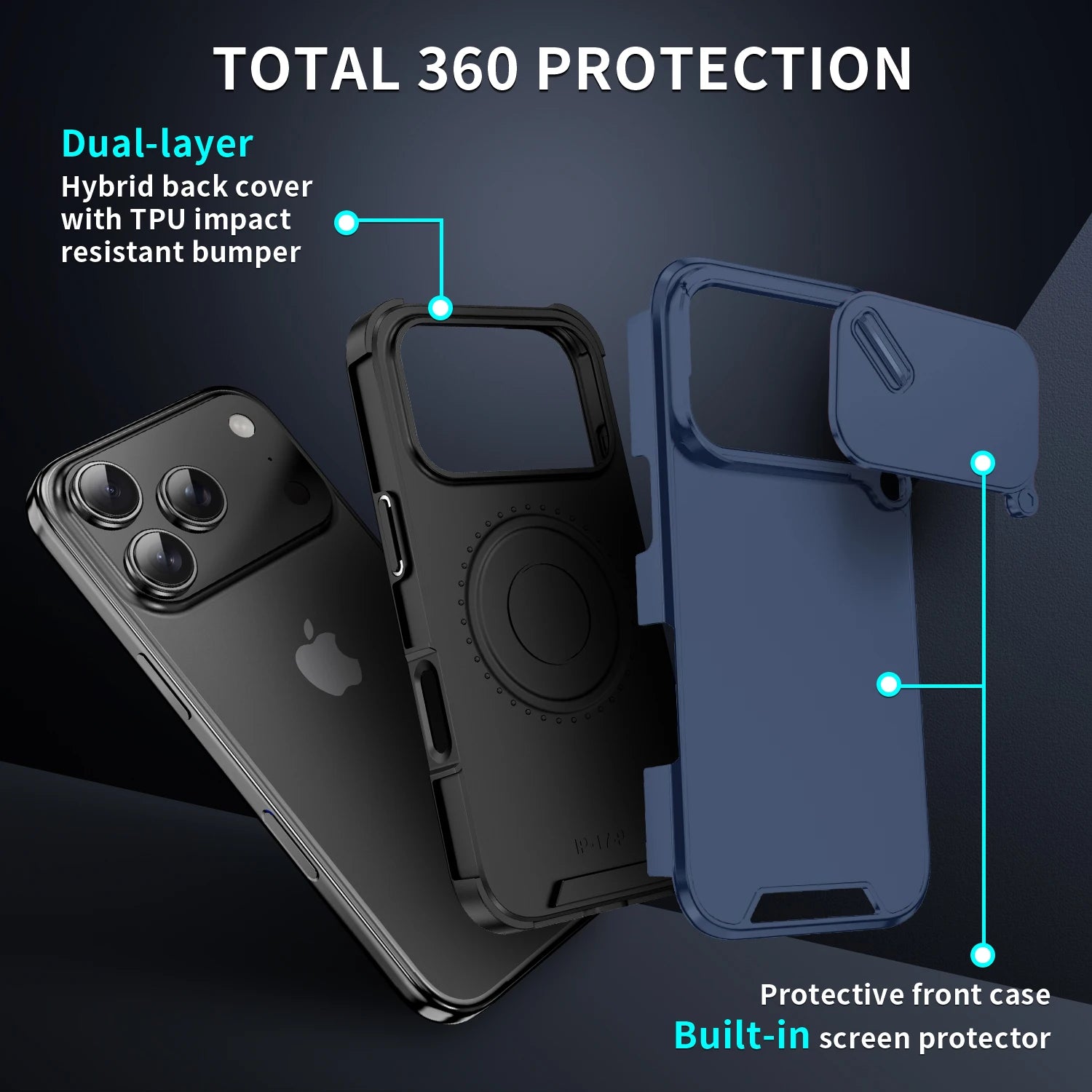 Shockproof Slide Camera Case Compatible with iPhone 11-17 Series – Full Protection Cover
