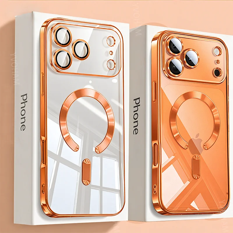 Fashion Magnetic Clear Phone Case for iPhone 11–17 Series – Wireless Charging Soft Protective Cover
