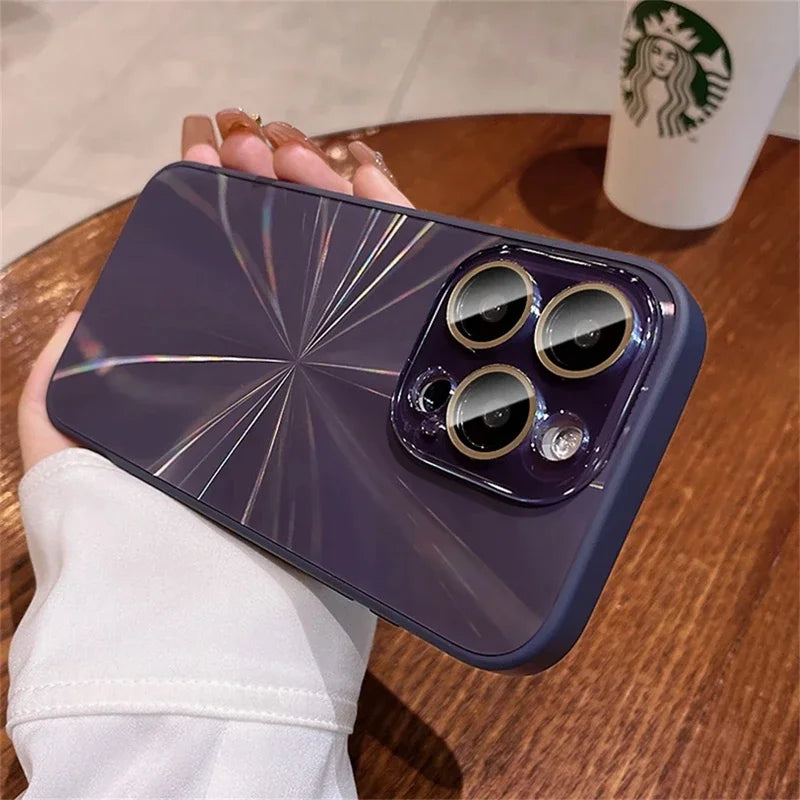 Luxury Laser Pattern Shockproof Phone Case Compatible with iPhone 11 to 17 Series – Protective Bumper Cover