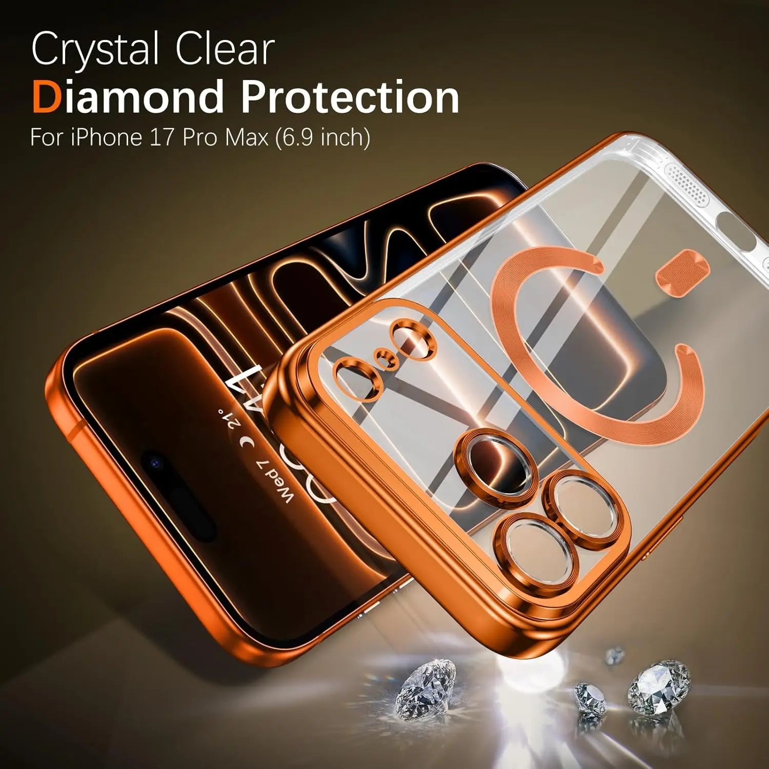 Luxury Clear Plated Magnetic Phone Case for iPhone 17 / 17 Pro / 17 Air / 17 Pro Max – Soft TPU Camera Protection Cover