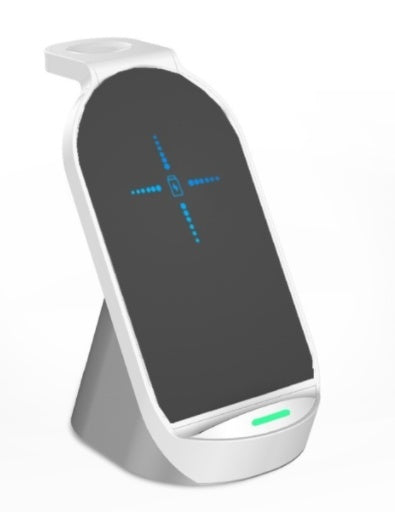 Vertikales 3-in-1-Wireless-Ladegerät 15W Schnellladung Doppelspulen-Tischständer-Wireless-Ladegerät