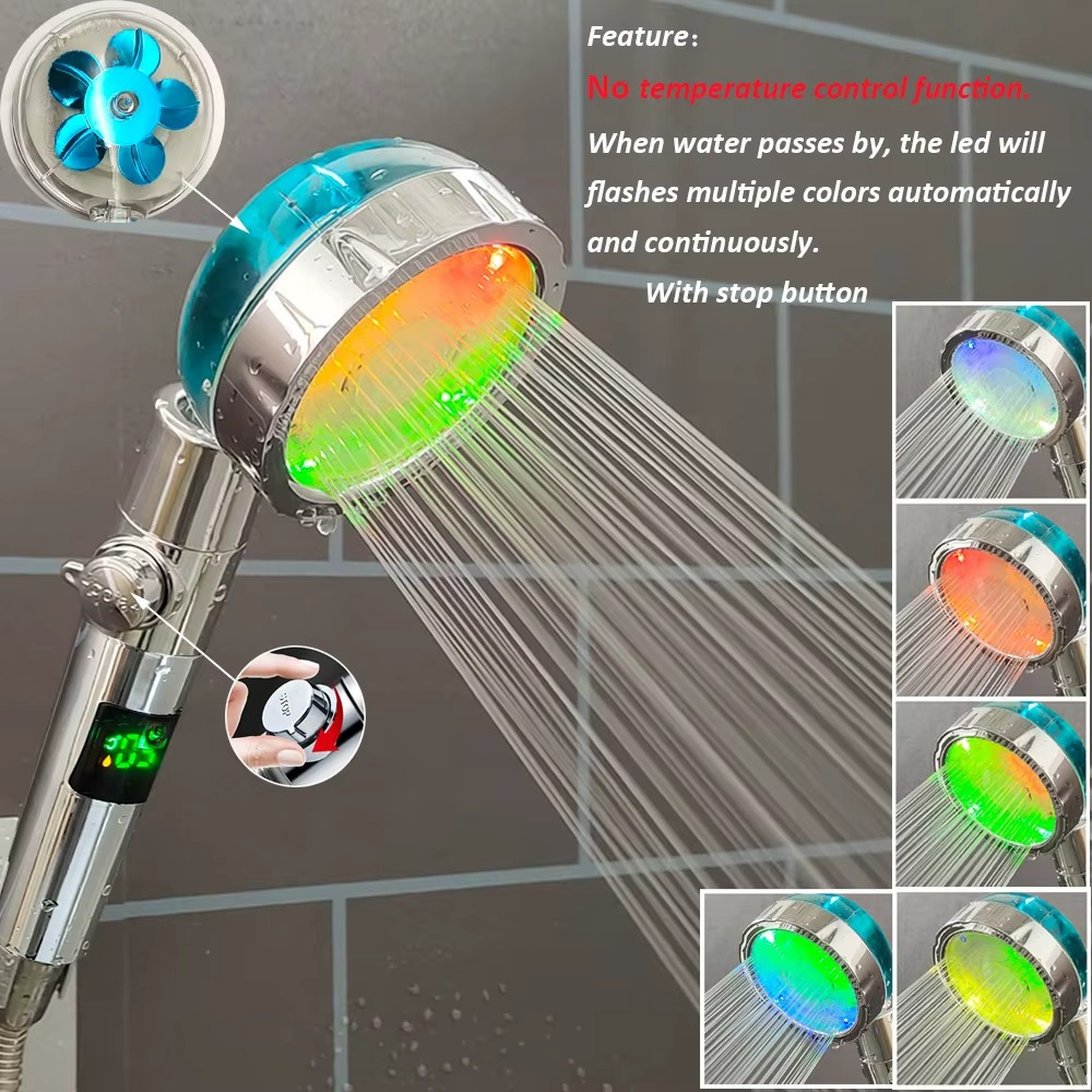 LED High Pressure Handheld Shower Head – Digital Display & Temperature Sensor