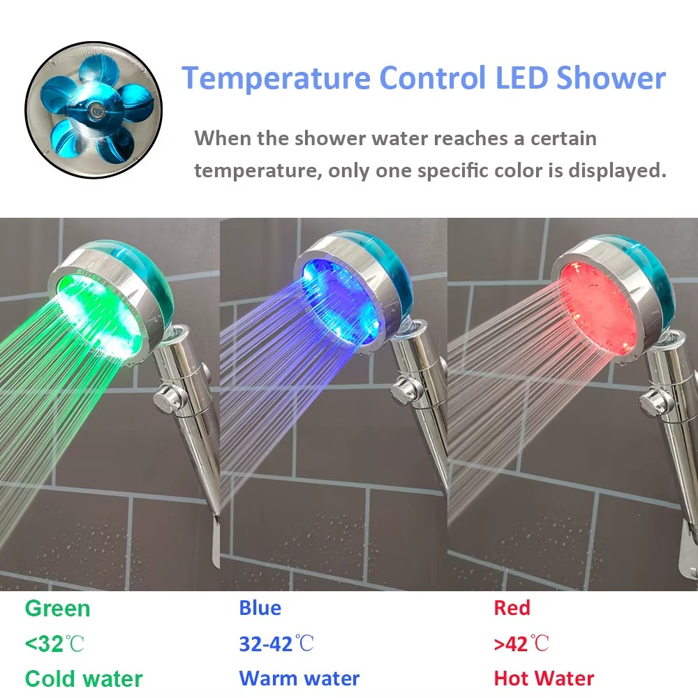 LED High Pressure Handheld Shower Head – Digital Display & Temperature Sensor