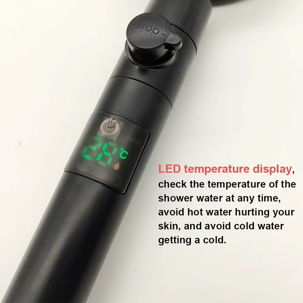 LED High Pressure Handheld Shower Head – Digital Display & Temperature Sensor