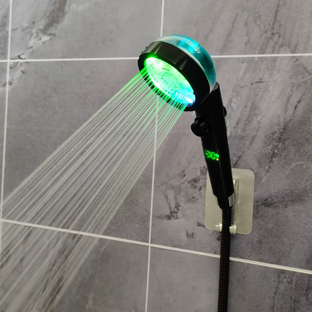 LED High Pressure Handheld Shower Head – Digital Display & Temperature Sensor
