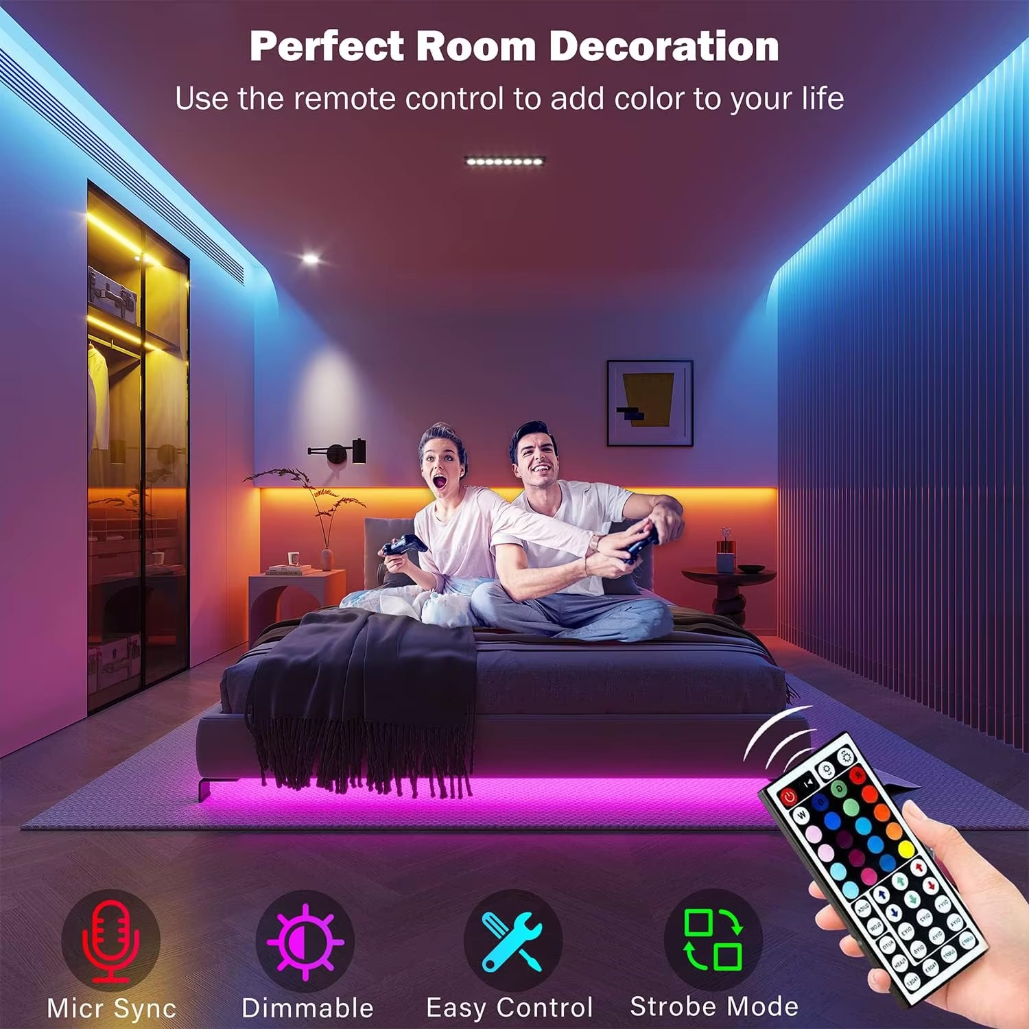 RGB LED-Streifen 5m 10m 20m 30m LED-Raumbeleuchtung mit APP-Steuerung Flexibles Band Luces LED-Band für Raumschlafzimmer-Dekoration