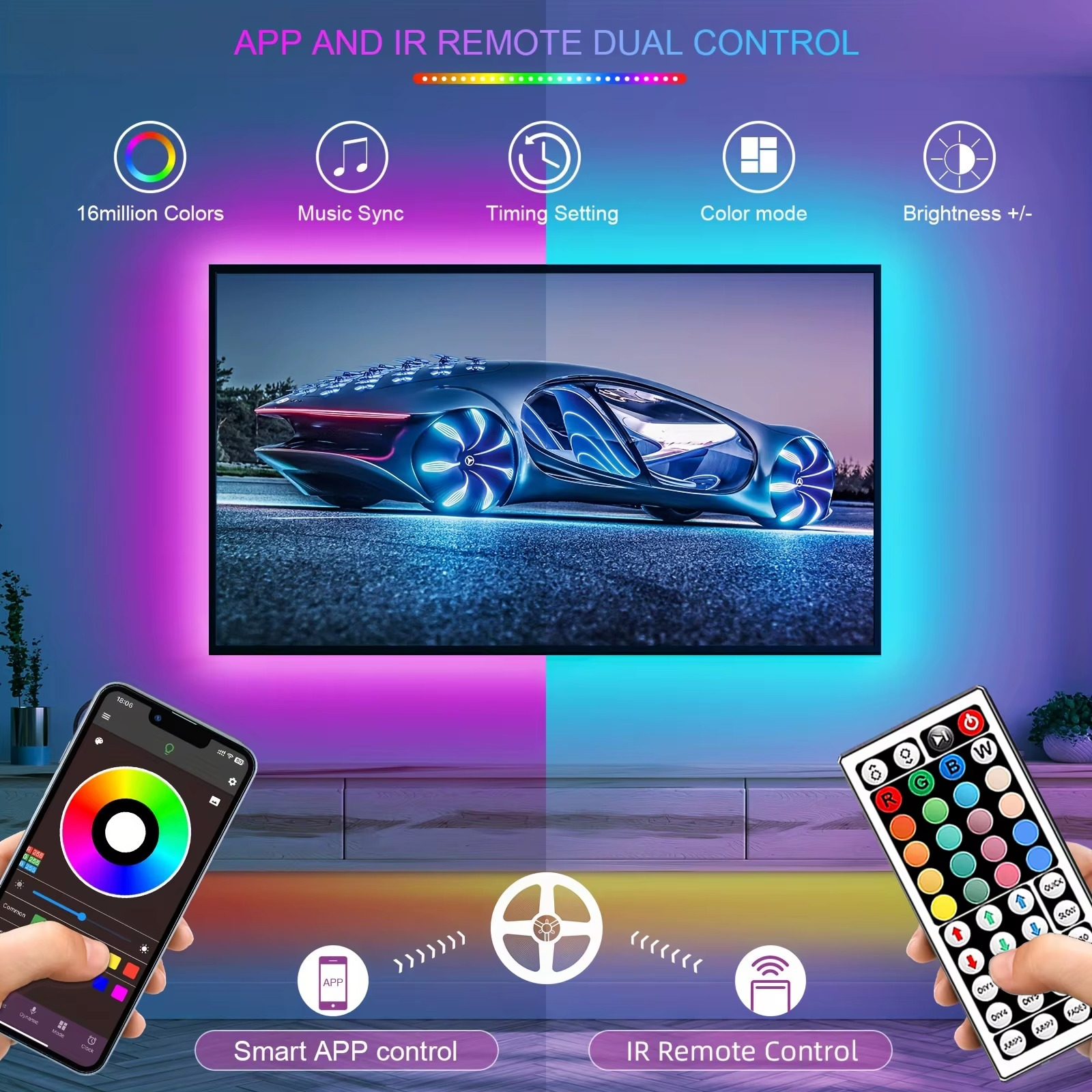 RGB LED-Streifen 5m 10m 20m 30m LED-Raumbeleuchtung mit APP-Steuerung Flexibles Band Luces LED-Band für Raumschlafzimmer-Dekoration