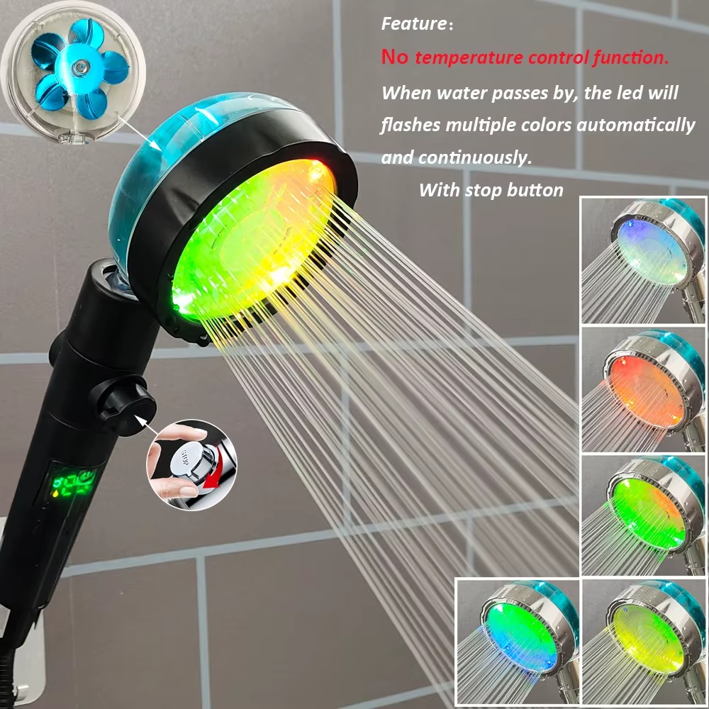LED High Pressure Handheld Shower Head – Digital Display & Temperature Sensor